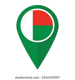 Madagascar flag on map pinpoint icon isolated. Flag of Madagascar