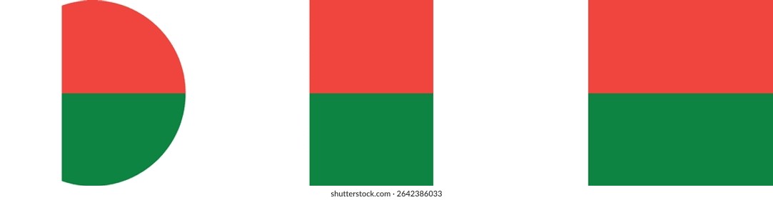 
Madagascar flag PNG vector. Madagascar square and round icon isolated on transparent PNG background. Madagascar flag icon.

