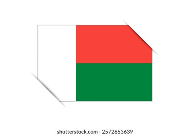 Madagascar flag - rectangle colorful flag representing a country cultural identity and heritage. The essence of national pride and unity. Attached by the corners in a paper album