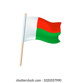 Madagascar flag (red, white and green). Vector illustration