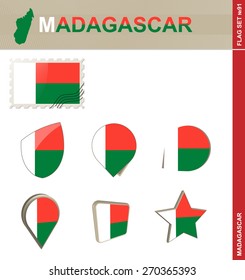 Madagascar Flag Set, Flag Set #91. Vector.
