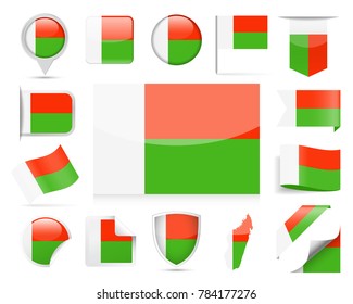 Madagascar Flag Set - Vector Illustration