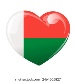 Madagascar flag in the shape of a heart. Madagascar Independence Day. Illustration, banner, vector