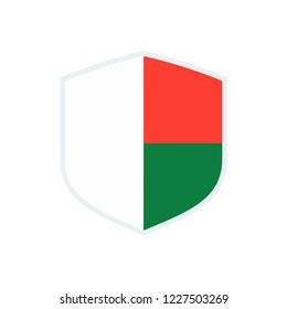 Madagascar flag. Madagascar shield flag.