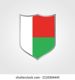Madagascar Flag with Shield Frame