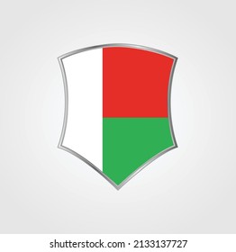 Madagascar Flag with Shield Frame. National Flag