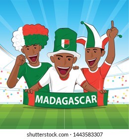 Madagascar Flag soocer player. Cheer football support Vector illustration.