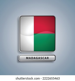 Madagascar flag square button vector illustration