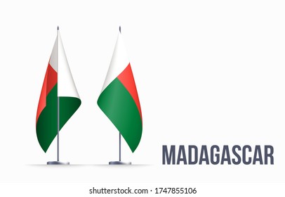 Madagascar flag state symbol isolated on background national banner. Greeting card National Independence Day of the Republic of Madagascar. Illustration banner with realistic state flag.