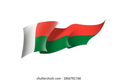 Madagascar flag state symbol isolated on background national banner. Greeting card National Independence Day of the Republic of Madagascar. Illustration banner with realistic state flag.