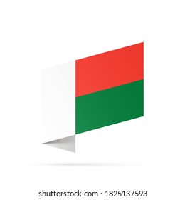 Madagaskar Flaggenstaatsymbol einzeln auf nationalem Hintergrund. Grußkarte Nationaler Unabhängigkeitstag der Republik Madagaskar. Illustrationsbanner mit realistischer Staatsflagge.