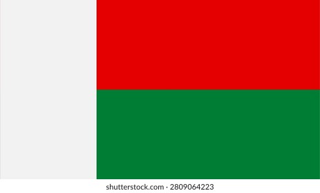 Madagascar Flag , Flag of Madagascar state symbol isolated on background national banner. Greeting card National Independence Day of the Republic of Madagascar. Illustration banner with realistic state flag.
