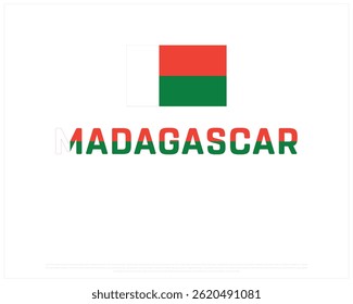 MADAGASCAR flag Typography with flag on a white background, Vector design of MADAGASCAR flag typography, Flag of MADAGASCAR, National Day Design, MADAGASCAR Day design