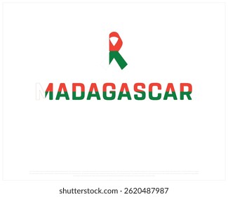 MADAGASCAR flag Typography with ribbon flag on a white background, Vector design of MADAGASCAR flag typography, Ribbon Flag of MADAGASCAR, National Day Design, MADAGASCAR Day design