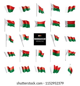 Madagascar flag, vector illustration on a white background