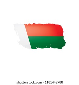 Madagascar flag, vector illustration on a white background.