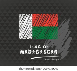 Madagascar flag, vector sketch hand drawn illustration on dark grunge background