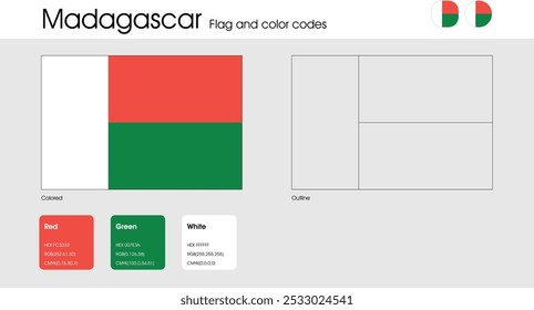 Versão da bandeira de Madagáscar de cores, contorno e ícones