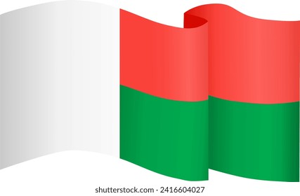 Madagascar  flag wave isolated on png or transparent background vector illustration.
