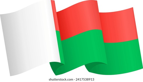 Madagascar  flag wave isolated on png or transparent background vector illustration.