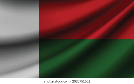 Madagascar flag waving. Background for patriotic and national design. Vector illustration
