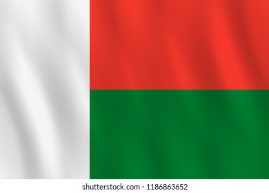 Madagascar flag with waving effect, official proportion.