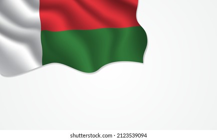 Madagascar flag waving illustration with copy space on isolated background design