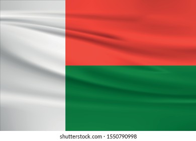 Madagascar flag waving with wind effect