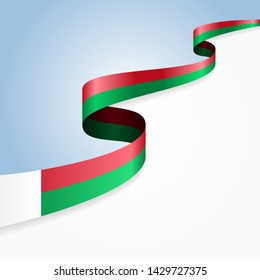 Madagascar flag wavy abstract background. Vector illustration.