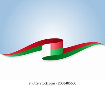 Madagascar flag wavy abstract background. Vector illustration.