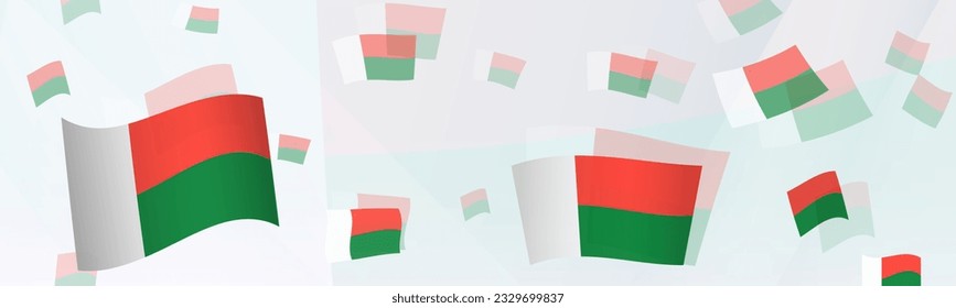 Madagascar flag-themed abstract design on a banner. Abstract background design with National flags. Vector illustration.