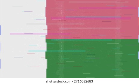 Vector Video de bandera de falla de Madagascar, distorsión dividida RGB, ilustración de marco abstracto digital