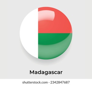 Madagascar lustroso bandera nacional burbuja forma redonda icono ilustración vectorial