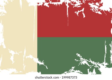 Madagascar grunge flag. Vector illustration. Grunge effect can be cleaned easily.