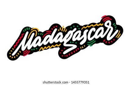 Madagascar. Hand-written text, typography, calligraphy, lettering. Handwriting of word Madagascar. Vector 
