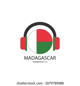 El vector de la bandera de los auriculares de Madagascar sobre fondo blanco.