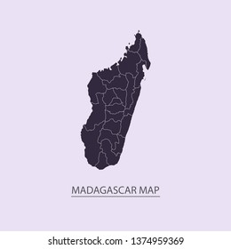 Madagascar - High detailed map violet outline map with caption on violet background.Abstract design vector illustration eps 10.
