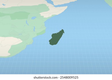 Madagascar destacou em um mapa detalhado, a localização geográfica de Madagascar. Mapa vetorial.
