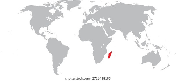 Madagascar Highlighted on World Map Vector Design