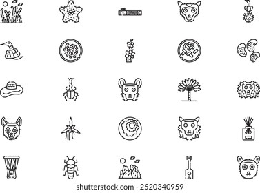 Madagascar icons collection is a vector illustration with editable stroke.