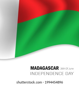 Madagaskar Unabhängigkeitstag mit Fahne, Vektorgrafik.