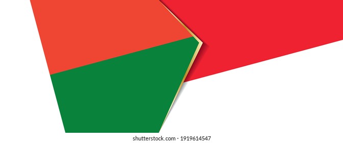 Madagascar and Indonesia flags, two vector flags symbol of relationship or confrontation.