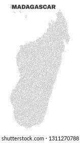 Madagascar Island map designed with little points. Vector abstraction in black color is isolated on a white background. Scattered small points are organized into Madagascar Island map.