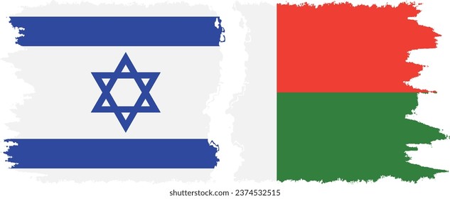 Madagascar and Israel grunge flags connection, vector