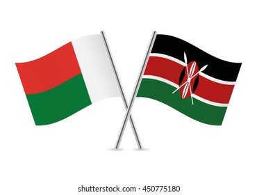 Madagascar and Kenyan flags. Vector illustration.
