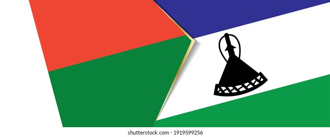 Madagascar and Lesotho flags, two vector flags symbol of relationship or confrontation.
