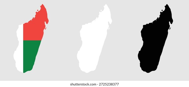 Mapa de Madagascar – 3 Diseños únicos sobre fondo gris 