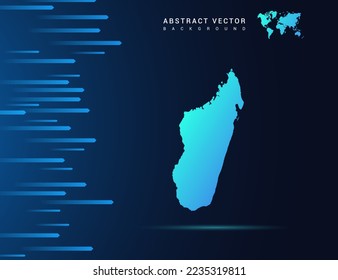Madagascar map with abstract blue background technology.