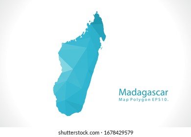 Madagascar Map Abstract geometric rumpled triangular low poly style gradient graphic on white background
