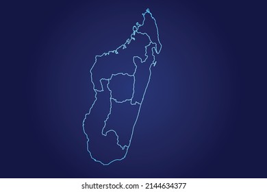 Madagascar Map of Abstract High Detailed Glow Blue Map on Dark Background logo illustration	